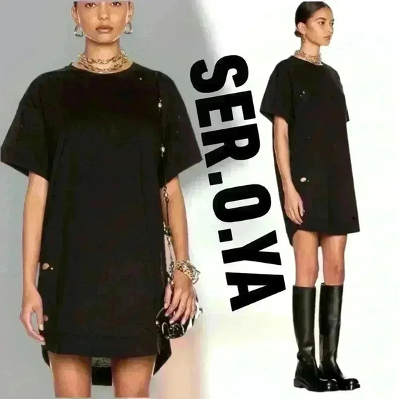 NWT - SER.O.YA Jonas Distressed Mini T-Shirt - Picture 1 of 15